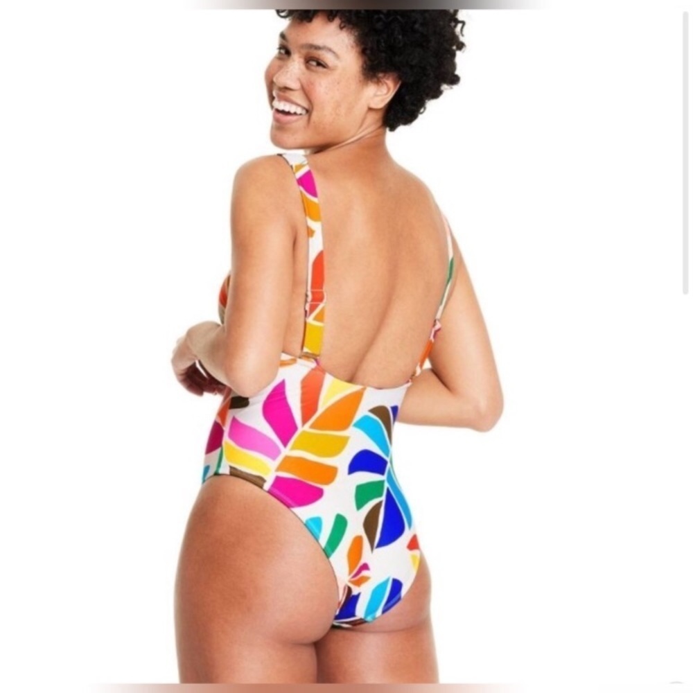 New Botanical Print Lowback One Piece Swimsuit - Tabitha Brown for Target eh.